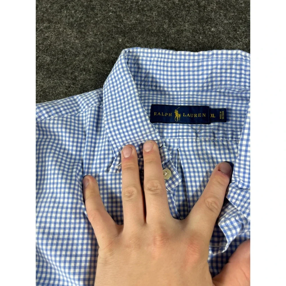 Bundle Ralph Lauren Button Down Shirt Mens XL Slim Fit Blue Gingham Check Preppy